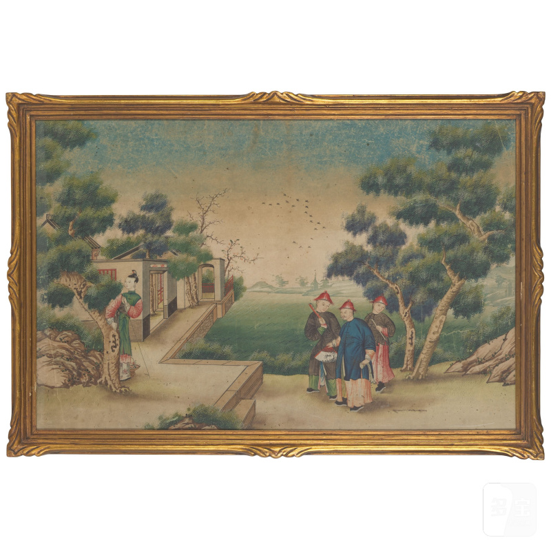 中國畫家 十八/十九世紀 人物園景圖一組八幅 水粉紙本 鏡框 | CHINESE ARTISTS (18TH/19TH CENTURY) - 图8